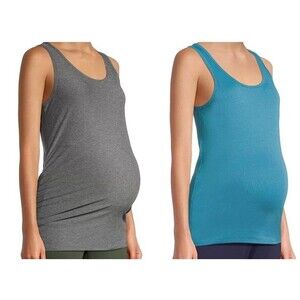 Time and Tru Lot of 2 Medium maternity gray green shirts Tank top sleeveless tee